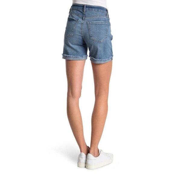 Kensie Womens Mid Rise Distressed Cuffed Bermuda Cut Off Jean Shorts Sz 8 New - Picture 2 of 8